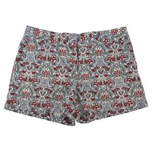 LOFT Womens Floral Print Tailored Shorts Red Blue Green 8 Spring Summer Preppy